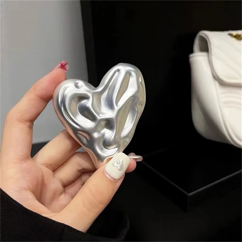Heart Abstract Shiny Silver Socket Finger Grip Holder iPhone Android Samsung